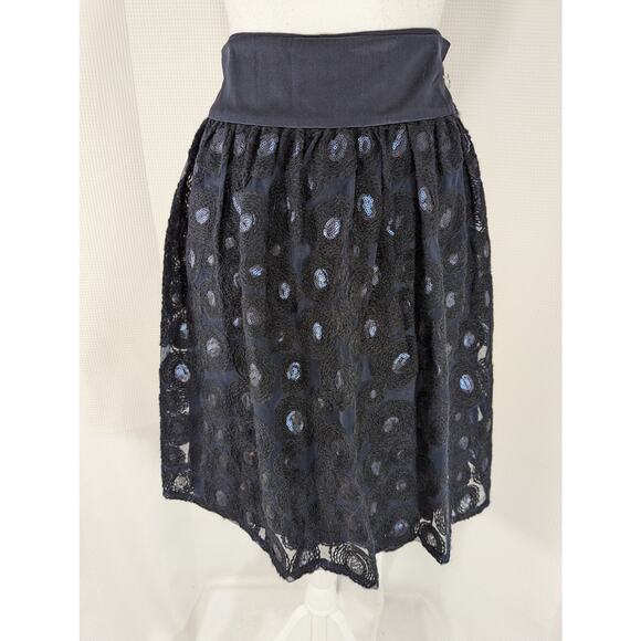 NWT@$278! WORTH! NAVY BLUE SILK W/CIRCULAR EMBROIDERY SEQUIN CENTERS SKIRT! SZ 8 - Picture 8 of 9